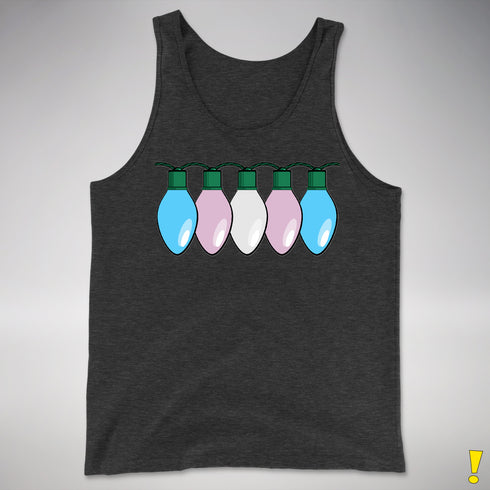 Transgender Pride Flag Christmas Lights Premium Tank Top - Charcoal Triblend